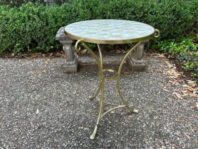  Maison Bagu s Italian Brass and Capiz Shell Table