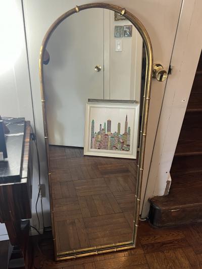  Maison Bagu s MID CENTURY ITALIAN GILT METAL BAMBOO DESIGN MIRROR