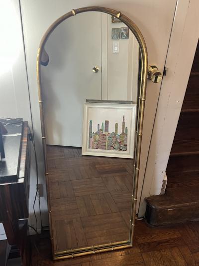  Maison Bagu s MID CENTURY ITALIAN GILT METAL BAMBOO DESIGN MIRROR