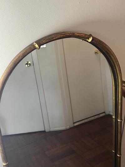  Maison Bagu s MID CENTURY ITALIAN GILT METAL BAMBOO DESIGN MIRROR