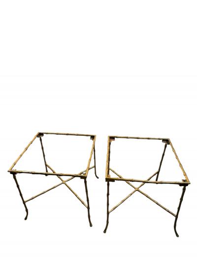  Maison Bagu s MID CENTURY POLISHED BRASS MARBLE BAMBOO DESIGN SIDE TABLES BY MAISON BAGUES