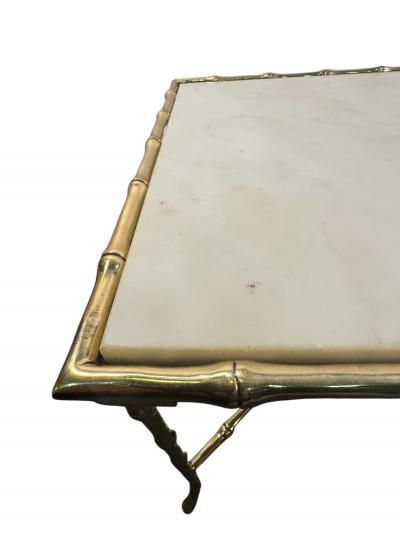  Maison Bagu s MID CENTURY POLISHED BRASS MARBLE BAMBOO DESIGN SIDE TABLES BY MAISON BAGUES