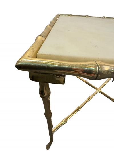  Maison Bagu s MID CENTURY POLISHED BRASS MARBLE BAMBOO DESIGN SIDE TABLES BY MAISON BAGUES