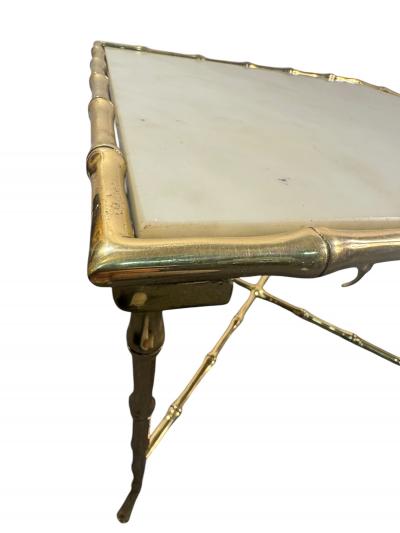  Maison Bagu s MID CENTURY POLISHED BRASS MARBLE BAMBOO DESIGN SIDE TABLES BY MAISON BAGUES