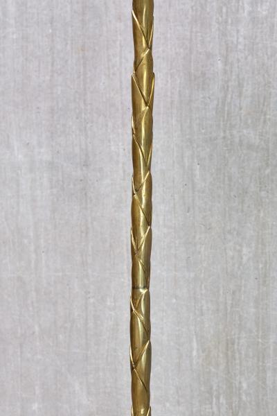  Maison Bagu s Maison Bagu s Brass Tripod Floor Lamp with Foliate Decor France 1940s