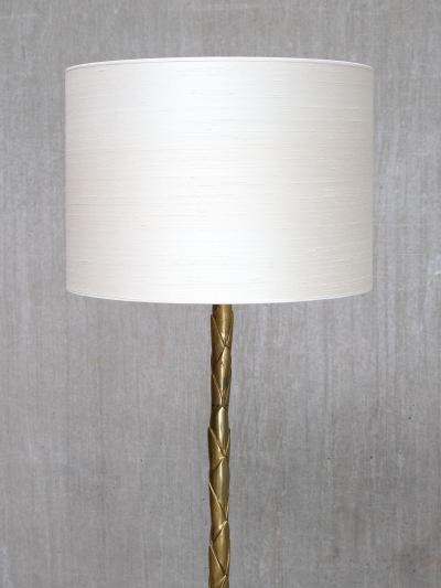  Maison Bagu s Maison Bagu s Brass Tripod Floor Lamp with Foliate Decor France 1940s