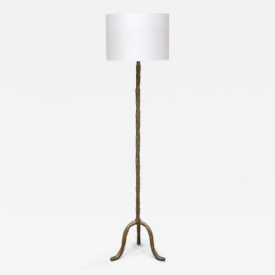  Maison Bagu s Maison Bagu s Brass Tripod Floor Lamp with Foliate Decor France 1940s