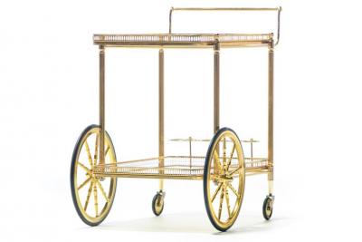  Maison Bagu s Maison Bagu s Style Neoclassical Brass Bar Cart circa 1970