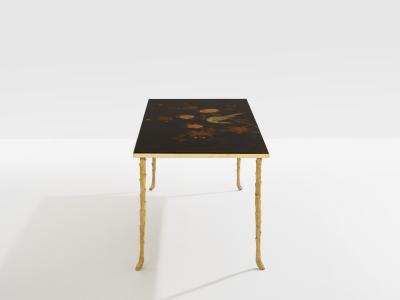  Maison Bagu s Maison Bagu s bamboo brass chinese lacquered small coffee table 1950s