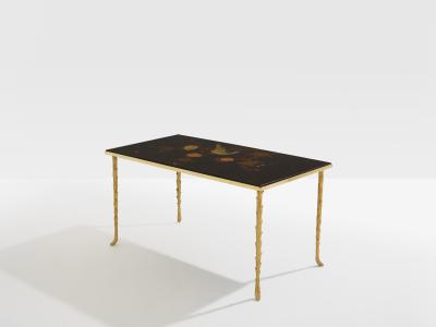 Maison Bagu s Maison Bagu s bamboo brass chinese lacquered small coffee table 1950s