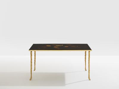  Maison Bagu s Maison Bagu s bamboo brass chinese lacquered small coffee table 1950s