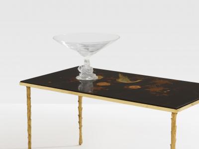  Maison Bagu s Maison Bagu s bamboo brass chinese lacquered small coffee table 1950s