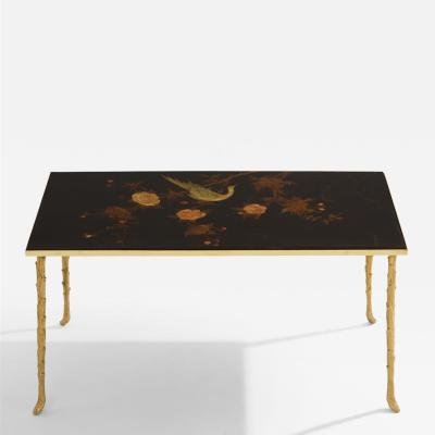  Maison Bagu s Maison Bagu s bamboo brass chinese lacquered small coffee table 1950s