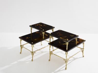  Maison Bagu s Maison Bagu s bamboo bronze chinoiserie lacquered end tables 1940s