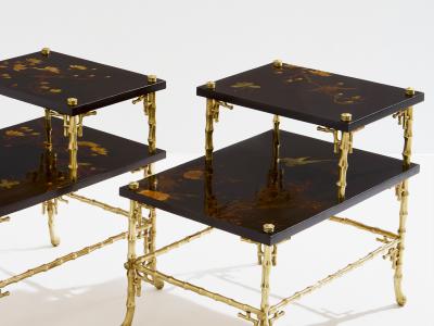  Maison Bagu s Maison Bagu s bamboo bronze chinoiserie lacquered end tables 1940s