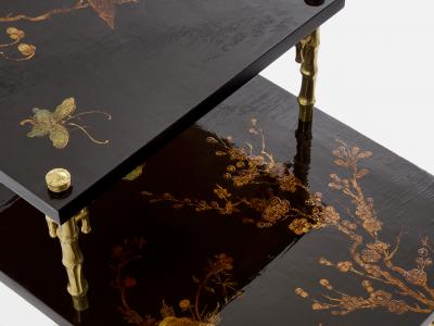  Maison Bagu s Maison Bagu s bamboo bronze chinoiserie lacquered end tables 1940s