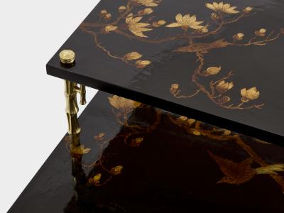  Maison Bagu s Maison Bagu s bamboo bronze chinoiserie lacquered end tables 1940s