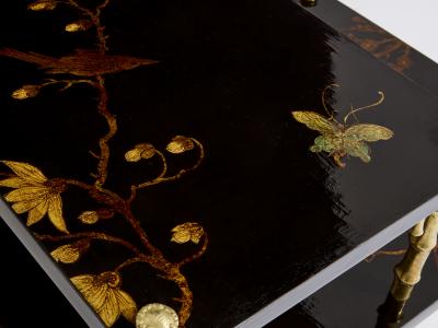  Maison Bagu s Maison Bagu s bamboo bronze chinoiserie lacquered end tables 1940s