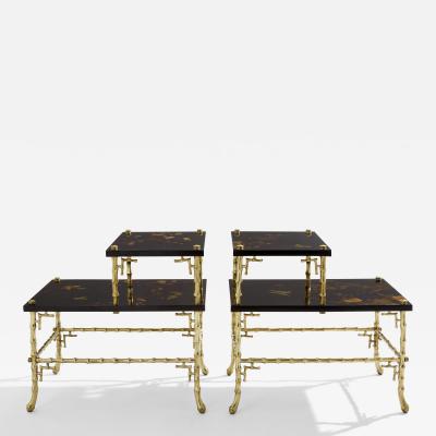  Maison Bagu s Maison Bagu s bamboo bronze chinoiserie lacquered end tables 1940s