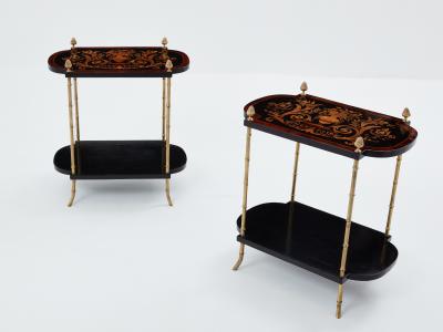  Maison Bagu s Maison Bagu s bronze bamboo wood marquetry side tables 1940s