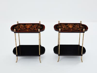  Maison Bagu s Maison Bagu s bronze bamboo wood marquetry side tables 1940s