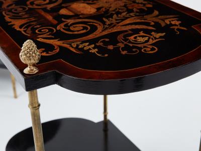  Maison Bagu s Maison Bagu s bronze bamboo wood marquetry side tables 1940s