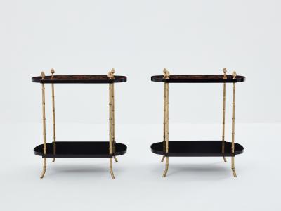  Maison Bagu s Maison Bagu s bronze bamboo wood marquetry side tables 1940s