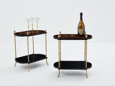  Maison Bagu s Maison Bagu s bronze bamboo wood marquetry side tables 1940s