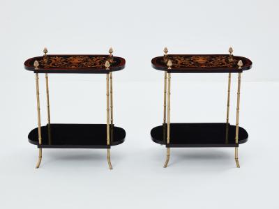  Maison Bagu s Maison Bagu s bronze bamboo wood marquetry side tables 1940s