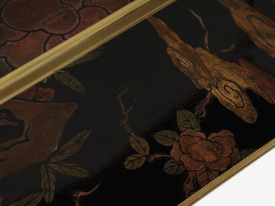  Maison Bagu s Maison Bagu s foliage gilt bronze chinoiserie lacquered end tables 1940s