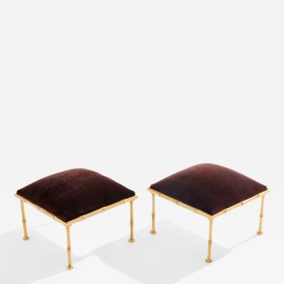  Maison Bagu s Maison Bagu s pair of bamboo brass mohair velvet footstools 1960s