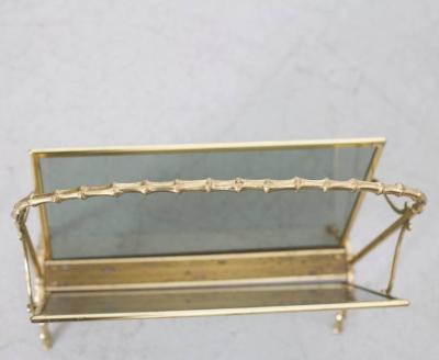  Maison Bagu s Maison Bagues Brass and Glass Faux Bamboo Magazine Rack