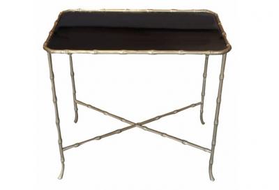  Maison Bagu s Maison Bagues Bronze Bamboo and Black Glass Side Table France c 1930s