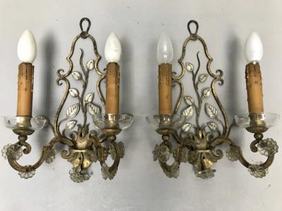  Maison Bagu s Maison Bagues Genuine Refined Gold Leaf Pair of Sconces