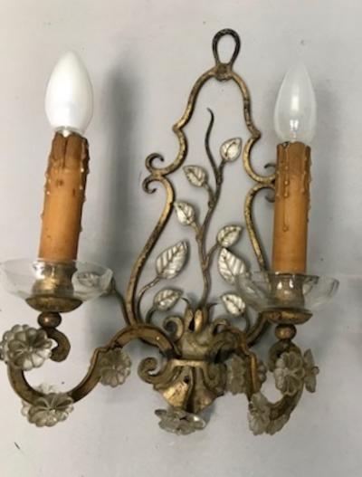  Maison Bagu s Maison Bagues Genuine Refined Gold Leaf Pair of Sconces