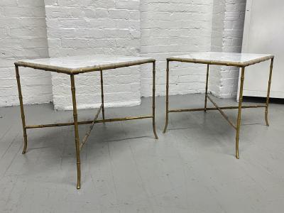  Maison Bagu s Maison Bagues Gilt Iron Carrara Marble Top Side Tables