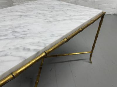  Maison Bagu s Maison Bagues Gilt Iron Carrara Marble Top Side Tables