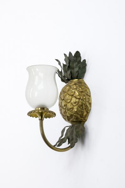 Maison Bagu s Maison Bagues Gold Bronze Pineapple Pair of Sconces