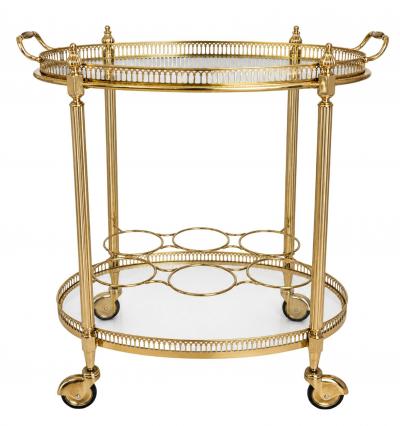  Maison Bagu s Maison Bagues Oval Brass Bar Cart Circa 1960