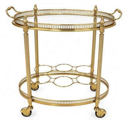  Maison Bagu s Maison Bagues Oval Brass Bar Cart Circa 1960