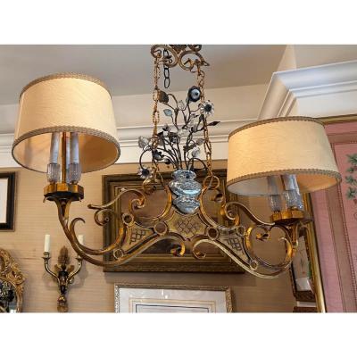 Maison Bagu s Maison Bagues Rock Crystal Double Pendant Pool Table Chandelier