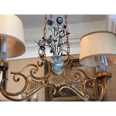  Maison Bagu s Maison Bagues Rock Crystal Double Pendant Pool Table Chandelier