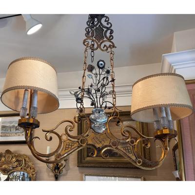  Maison Bagu s Maison Bagues Rock Crystal Double Pendant Pool Table Chandelier