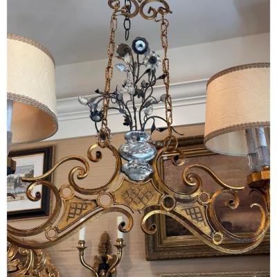  Maison Bagu s Maison Bagues Rock Crystal Double Pendant Pool Table Chandelier