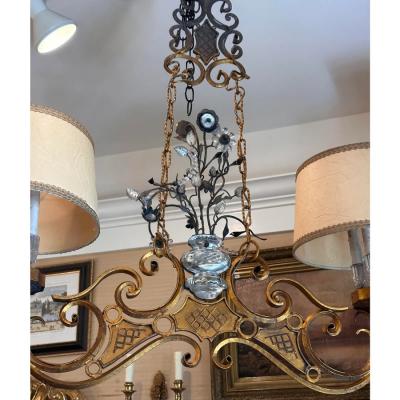  Maison Bagu s Maison Bagues Rock Crystal Double Pendant Pool Table Chandelier