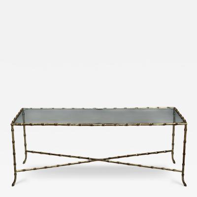  Maison Bagu s Maison Bagues Style Faux Bamboo Brass Glass Coffee Table France 1940s