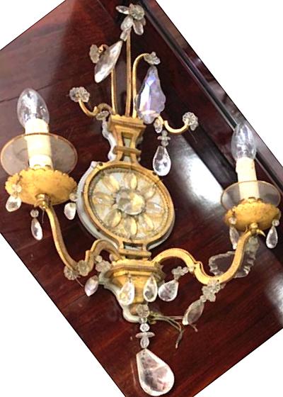 Maison Bagu s Maison Bagues early rarest pair of gold leaf wrought iron sconces