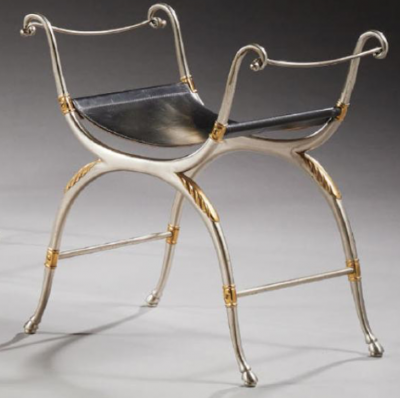  Maison Bagu s Maison Bagues exceptional set of 4 silver gold leather stools