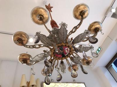  Maison Bagu s Maison Bagues rarest superb early baroque gold leaf wrought iron chandelier