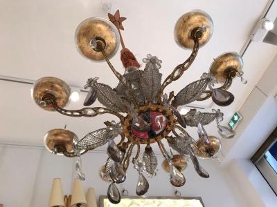  Maison Bagu s Maison Bagues rarest superb early baroque gold leaf wrought iron chandelier